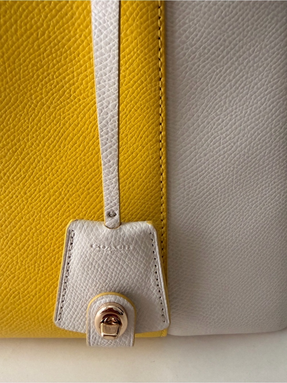 Coach Margot Carryall Yellow & Cream Crossgrain Leather Tote Bag - Picture 2 of 14